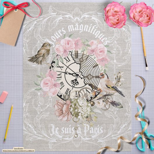 Mooie moderne textuur roos Frankrijk Tissuepapier