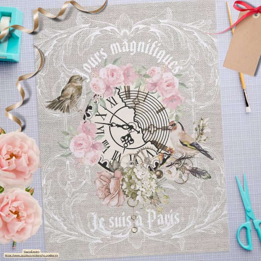 Mooie moderne textuur roos Frankrijk Tissuepapier