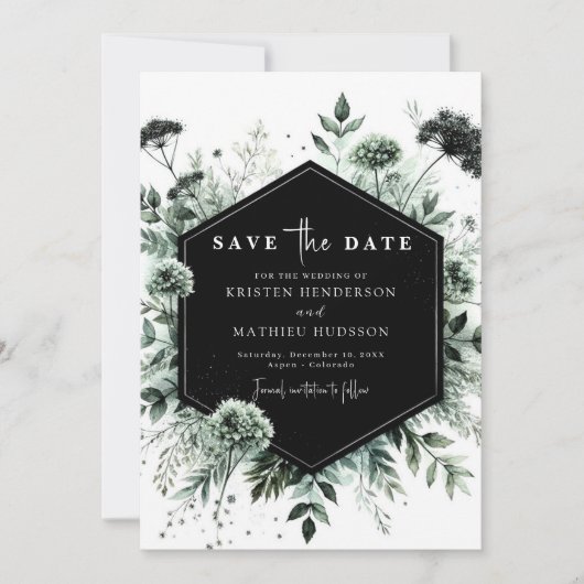 Mooie moderne typografie Sage Green Wedding Save The Date (Voorkant)