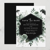 Mooie moderne typografie Sage Green Wedding Save The Date (Voorkant / Achterkant)