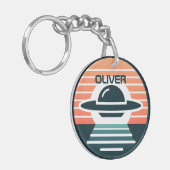 Mooie moderne UFO-design bij zonsondergang Sleutelhanger (Voorkant Links)