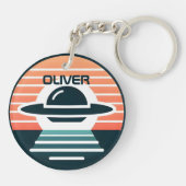 Mooie moderne UFO-design bij zonsondergang Sleutelhanger (Achterkant)