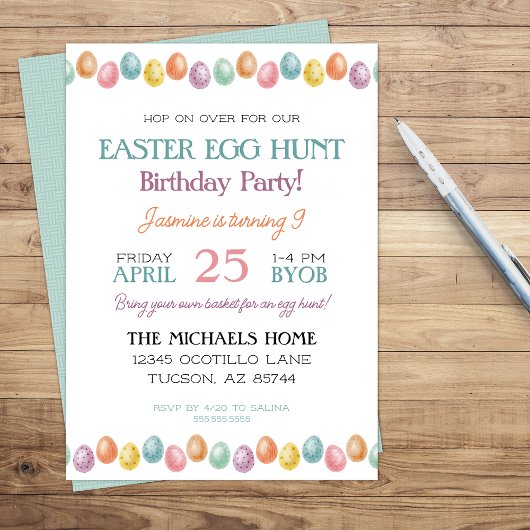 Mooie moderne uitnodiging voor Pasen verjaardagsfe
