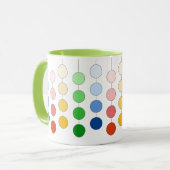 Mooie, moderne, veelkleurige hangende cirkels mok (Voorkant links)