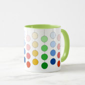 Mooie, moderne, veelkleurige hangende cirkels mok (Voorkant rechts)
