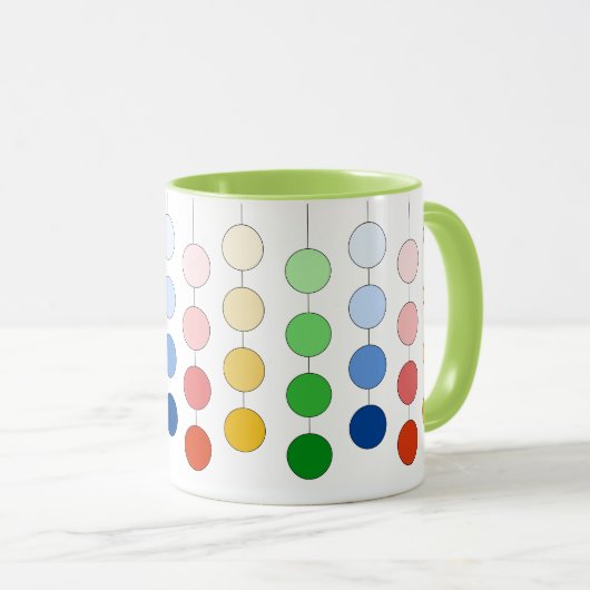 Mooie, moderne, veelkleurige hangende cirkels mok (Voorkant rechts)