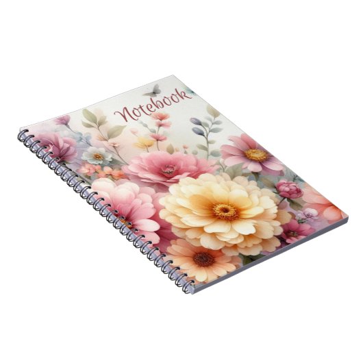 Mooie moderne vrouwelijke pastelbloemen Notitieboe Notitieboek (Rechterzijde)