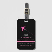 mooie moderne vrouwelijke PINK BLACK vliegreizen Bagagelabel (Voorkant (verticaal))