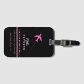 mooie moderne vrouwelijke PINK BLACK vliegreizen Bagagelabel (Voorkant (horizontaal))