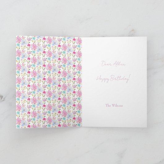 Mooie moderne waterverf bloemen met monogram kaart (Binnen)