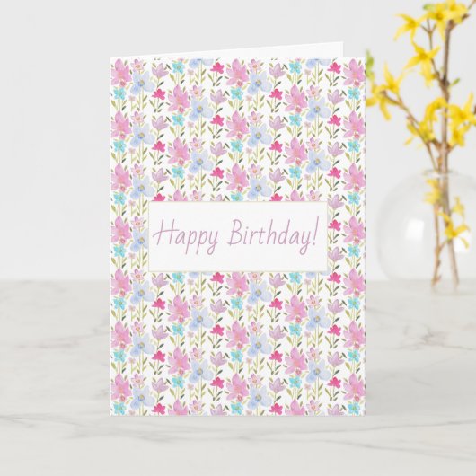 Mooie Moderne Waterverf Monogram Wildbloem Kaart (Gele Bloem)