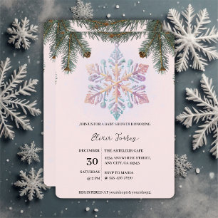 Mooie Moderne Winterse Sneeuwvlokken Baby Shower Kaart