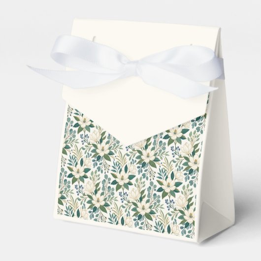 Mooie Moderne Witte Bloemen en Bessen Bedankdoosjes (Voorkant Zijde)