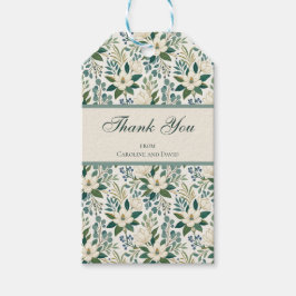 Mooie Moderne Witte Bloemen en Bessen Cadeaulabel