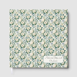 Mooie Moderne Witte Bloemen en Bessen Gastenboek