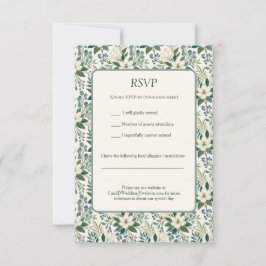 Mooie Moderne Witte Bloemen en Bessen RSVP Kaartje