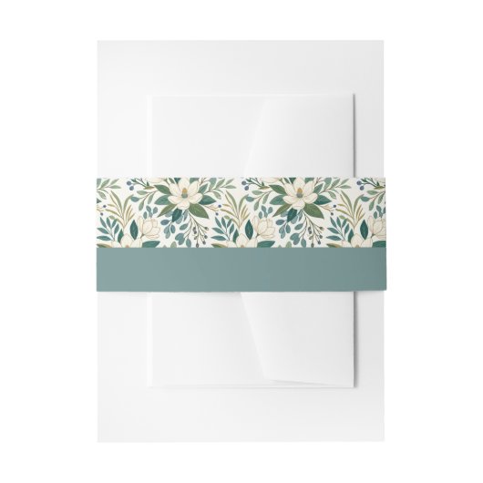 Mooie moderne witte bloemen en bessen uitnodigingen wikkel (Voorkant Voorbeeld)