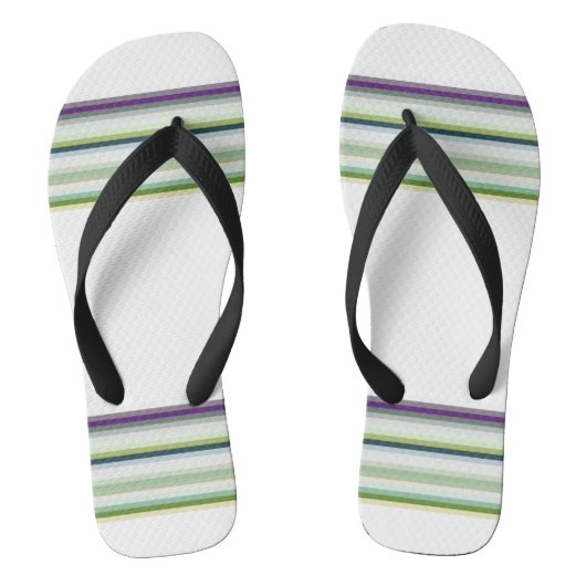 Mooie moderne witte strepen teenslippers (Voetbed)