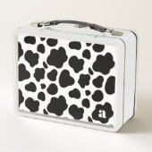 Mooie moderne zwart-wit koeienpatroon met monogram (Achterkant)