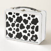 Mooie moderne zwart-wit koeienpatroon met monogram (Voorkant)
