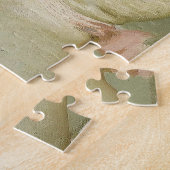 Mooie modieuze dame plagen haar puppy hond legpuzzel (Zijkant)