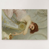 Mooie modieuze dame plagen haar puppy hond legpuzzel (Horizontaal)