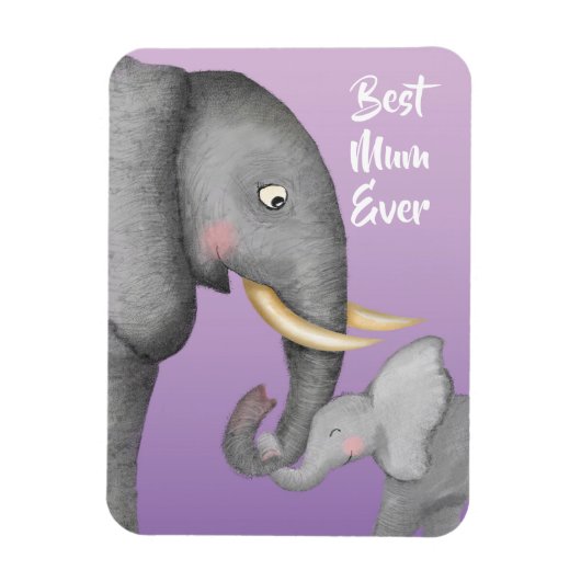 Mooie moeder & baby olifant magneet (Verticaal)