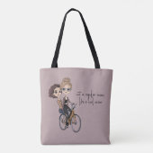 Mooie moeder / dochter op de fiets tekenen 'Cool M Tote Bag (Achterkant)