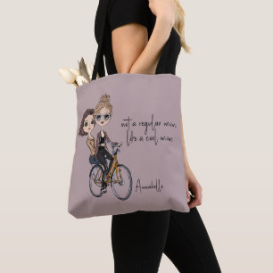 Mooie moeder / dochter op de fiets tekenen 'Cool M Tote Bag