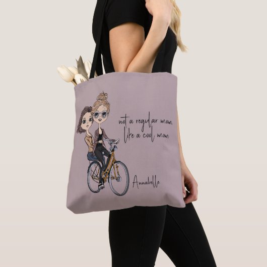Mooie moeder / dochter op de fiets tekenen 'Cool M Tote Bag (Dichtbij)