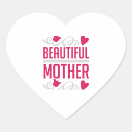Mooie Moeder Elegante Bloemhart Typografie G Hart Sticker
