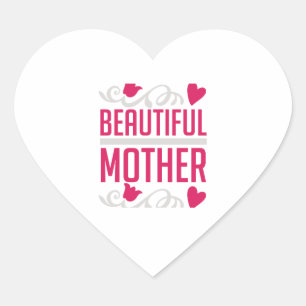 Mooie Moeder Elegante Bloemhart Typografie G Hart Sticker