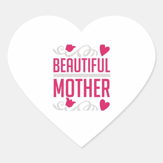 Mooie Moeder Elegante Bloemhart Typografie G Hart Sticker (Voorkant)
