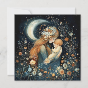 Mooie Moeder en Baby Bloemige Moederdag Kaart