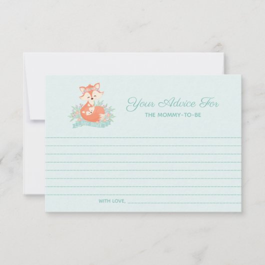 Mooie moeder en Baby Fox Boy Baby shower Advies Kaart (Voorkant)