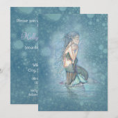 Mooie Moeder en Baby Zeemeermin Baby shower Kaart (Voorkant / Achterkant)