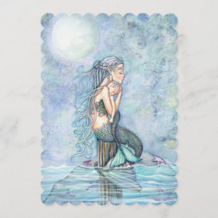 Mooie Moeder en Baby Zeemeermin Baby shower Kaart