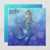 Mooie Moeder en Baby Zeemeermin Baby shower Kaart (Voorkant / Achterkant)