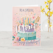 Mooie moeder gelukkige verjaardagstaart verjaardag kaart (Gele Bloem)