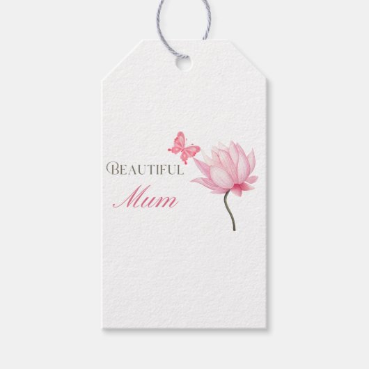 Mooie Moeder Lotus, Moederdag, Verjaardag Handleid Cadeaulabel (Voorkant)