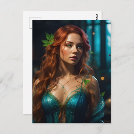 Mooie Moeder Natuur in een Blauwe Jurk Briefkaart (Voorkant / Achterkant)