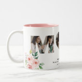 Mooie Moeder Quote Blush Floral 3 Aangepaste Foto  Tweekleurige Koffiemok (Links)