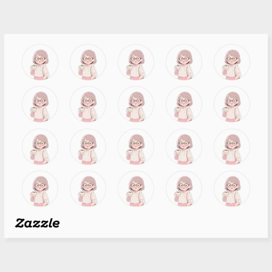 👩 Mooie moeder Ronde Sticker (Vel)