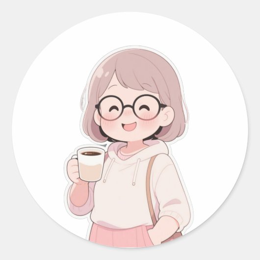 👩 Mooie moeder Ronde Sticker (Voorkant)