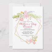 Mooie Moederdag Brunch Pink Floral Party Kaart (Voorkant)