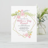Mooie Moederdag Brunch Pink Floral Party Kaart (Staand voorkant)