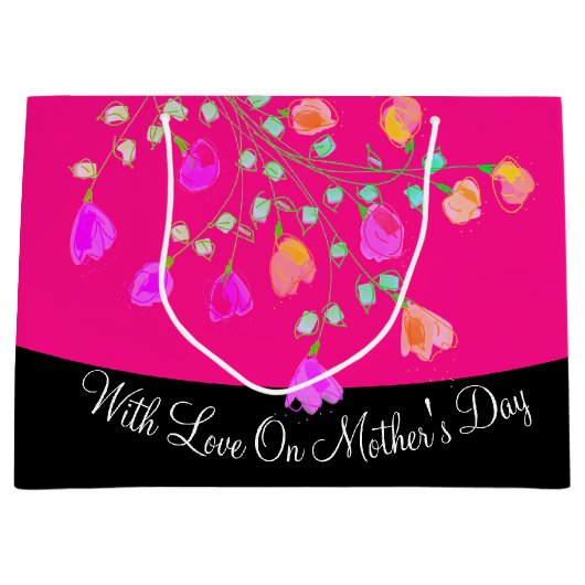 Mooie Moederdag Flowered Gift Canvas tas Groot Cadeauzakje (Voorkant)