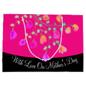 Mooie Moederdag Flowered Gift Canvas tas Groot Cadeauzakje (Achterkant)