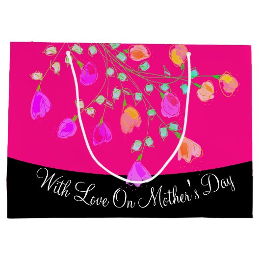 Mooie Moederdag Flowered Gift Canvas tas Groot Cadeauzakje (Achterkant)