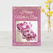 Mooie Moederdag Glitter Custom Floral Foto Kaart (Gele Bloem)